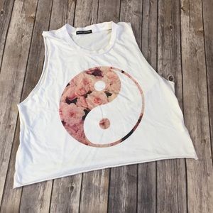Brandy Melville floral yin yang tank top